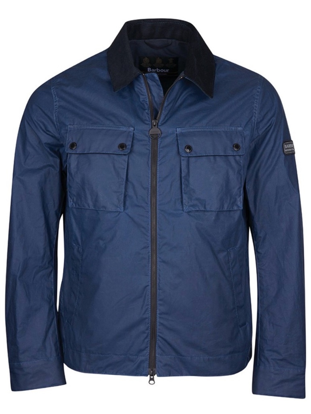 Barbour Navy Lightweight Cotton Jacket with Dark Cord Collar